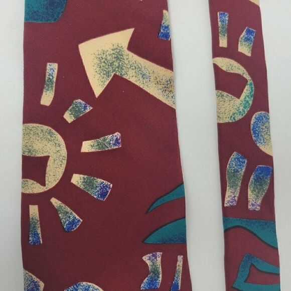 JERRY J GARCIA SILK TIE 5 AIRBRUSH I RED BEIGE - Picture 2 of 3